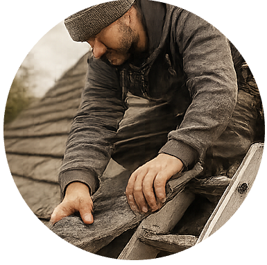 Roofer on the tools